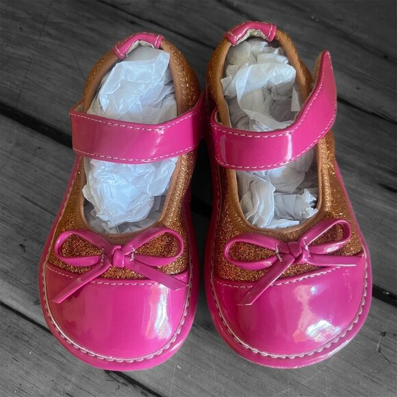 Hide & Squeak Toddler Shoes Size 6 Bows Pink/Orange Green/Pink - Picture 3 of 12